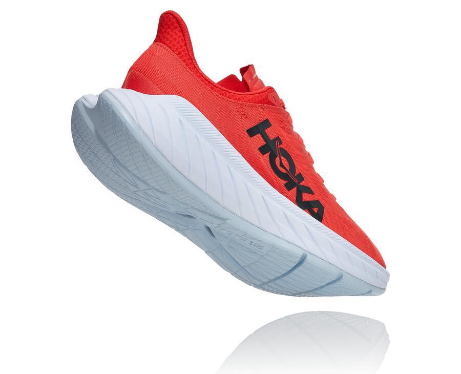 Hoka One One Running Shoes Mens Red/White - Carbon X 2 - 84179ZBWF